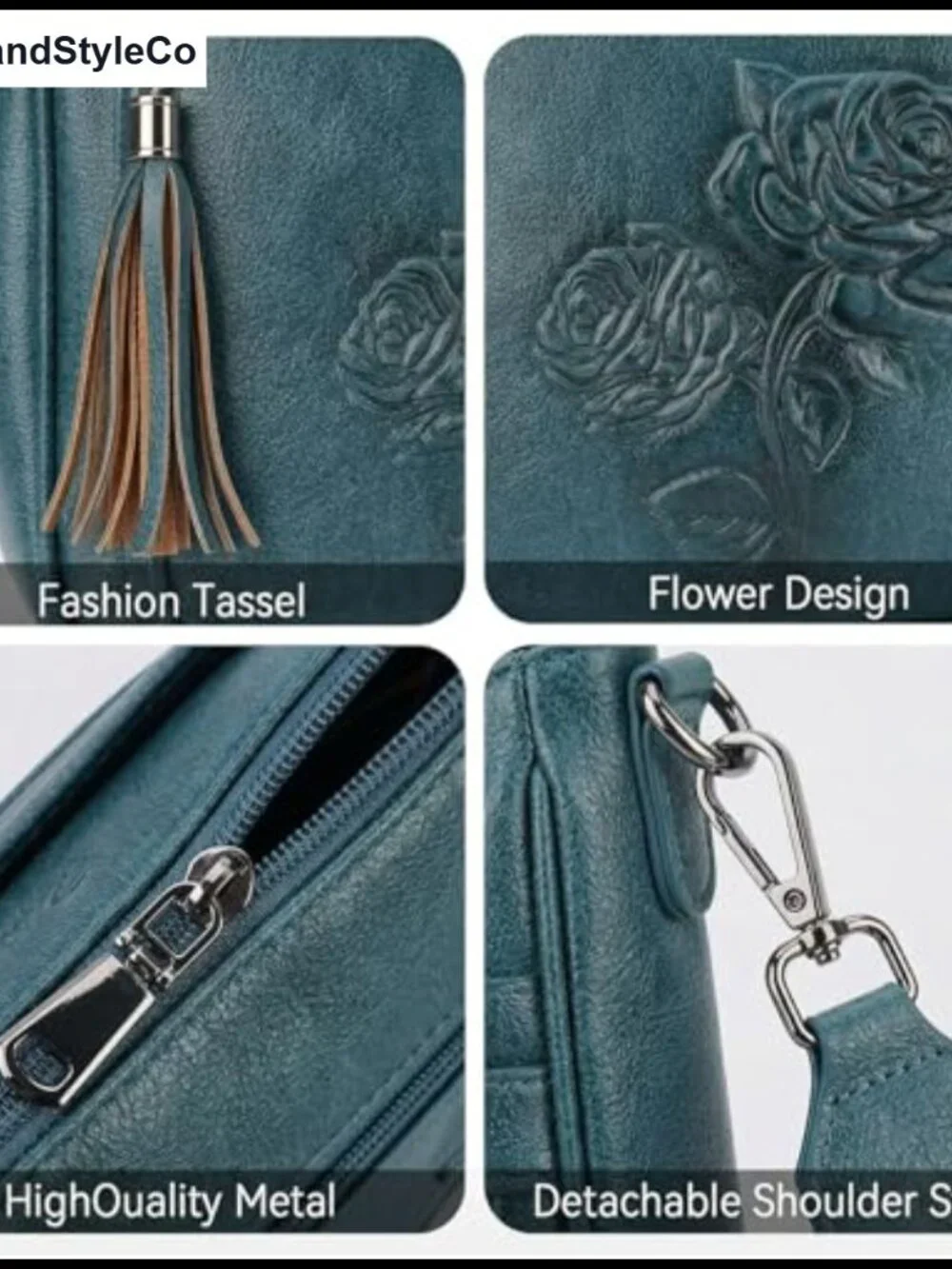 Vegan Leather Hobo Crossbody Bag with Floral Embossed Pattern, Adjustable